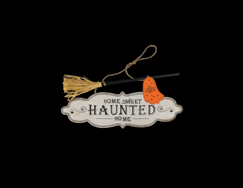 Halloween Haunted Home Plaque 40x36cm