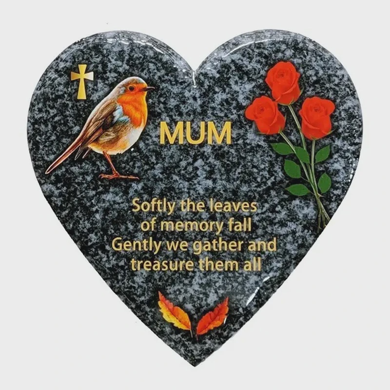 Hooli Mooli - Heart Shape Granite Grave Plaque Mum