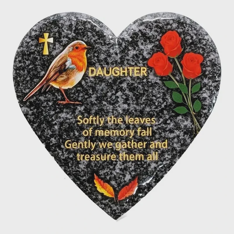 Hooli Mooli - Heart Shape Granite Grave Plaque Daughter