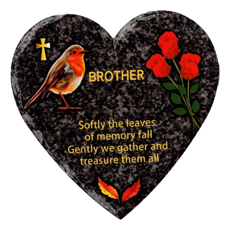 Hooli Mooli - Heart Shape Granite Grave Plaque Brother